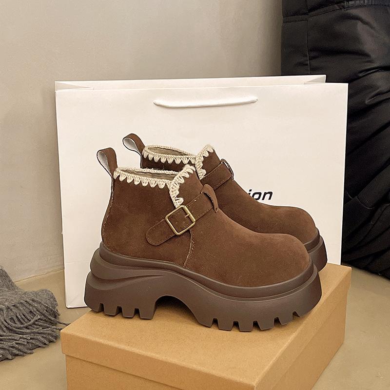 Retro thick-soled heightening boots women's 2025 autumn new versatile and thin short boots British wind locomotive Martin boots