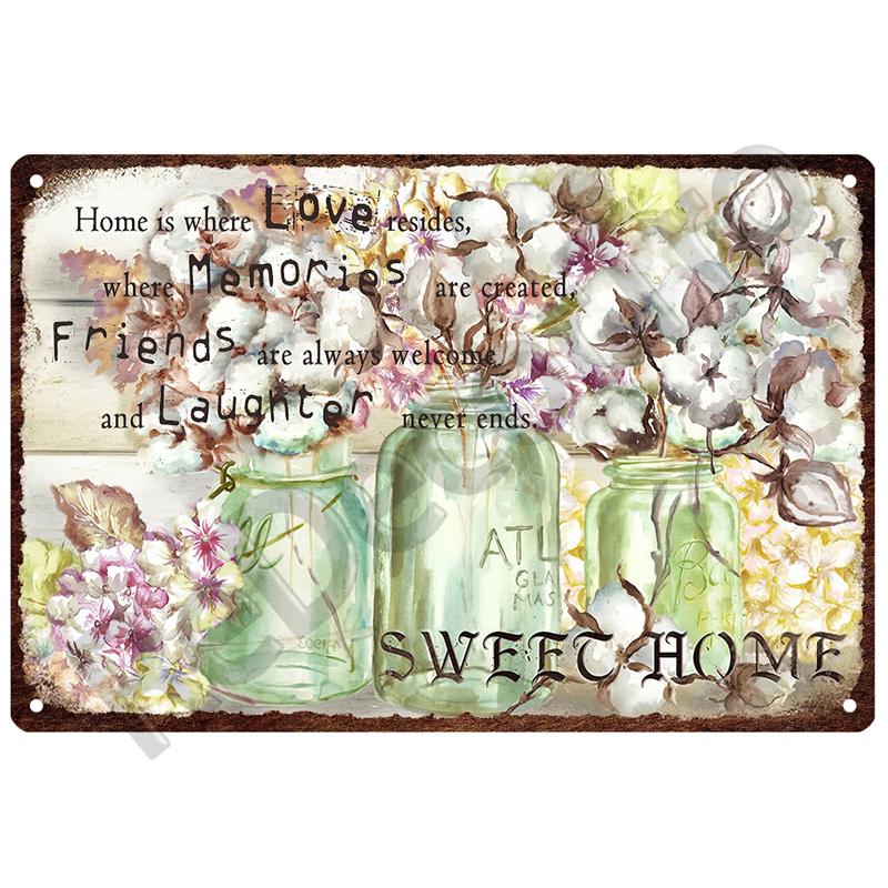 Garden Flower Rules Metal Sign Vintage Metal Plaque Plates Decor For Pub Bar Home Wall Decor Art Tin Signs Flower Poster Gift