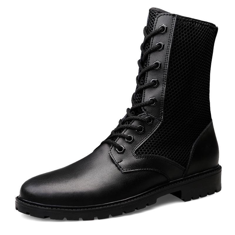 Men's Large Size Mesh Leather High-Top Casual Outdoor Work Boots (38-52)