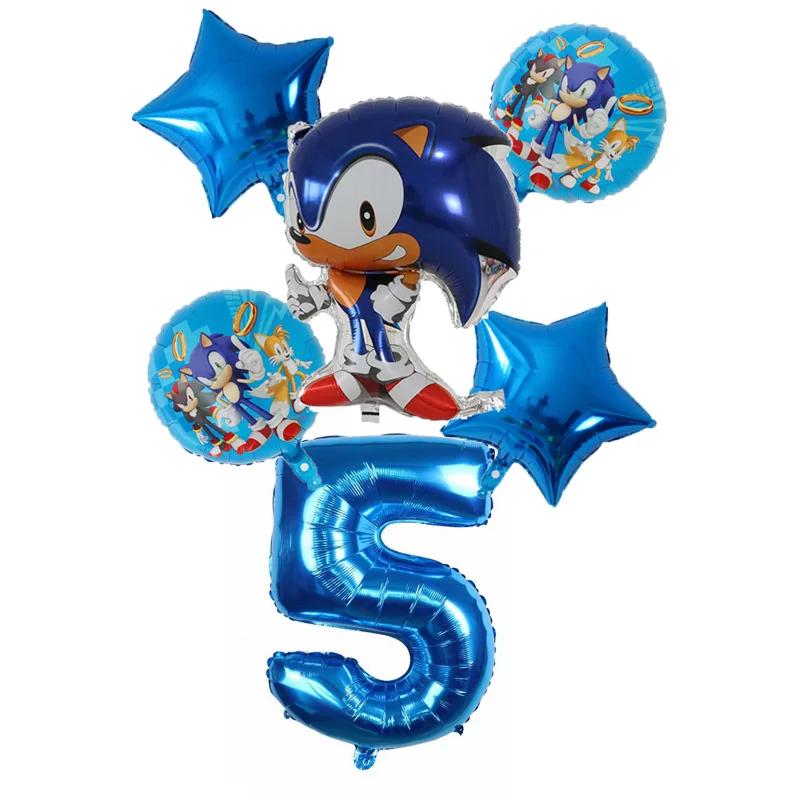 New Cartoon Sonic Party Supplies Boys Birthday Party Disposable Tableware Set Paper Plate Cup Napkin Balloon Baby Shower Decor