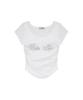 Iwaiial Hotfix Logo Shirring Short Sleeve Top - White