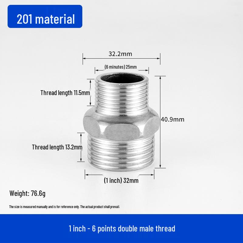 Stainless Steel Extended Reducing Coupling 6-Point to 4-Point Faucet Pipe Fitting