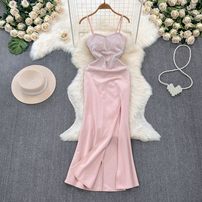 

Женское платье Высококлассная Доступная Роскошь Нишевый Темперамент Длинное Платье на Бретелях Летнее Платье Хостесс Модели Автомобилей Платье для Дня Рождения Банкета Pink M