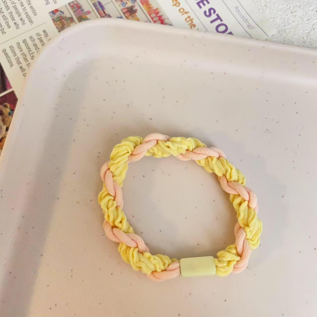 

High-Elastic Candy Color Knitted Hair Tie with Flat Buckle – Versatile DIY Hair Accessory жовтий