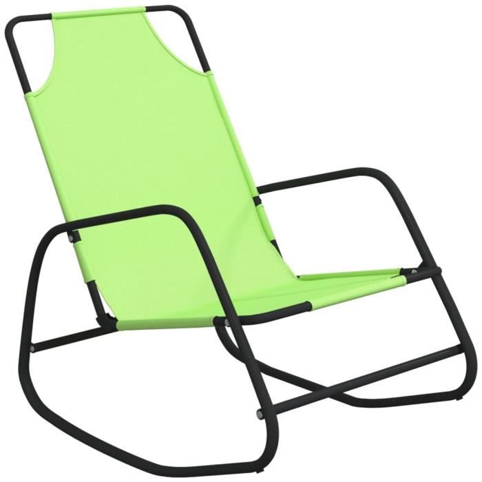 VidaXL Chaises longues à bascule 2 pcs Vert Acier et textilène 318143