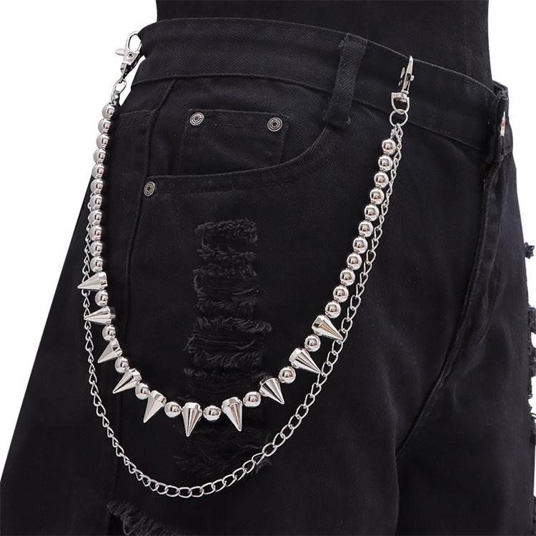 Punk Rock Metal Pants Waist Chain Men Women Key Chain Big Ring Wallet Keychain Jeans Unisex Hip-hop Jewelry Gift