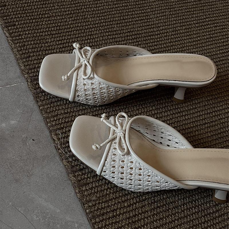 Fashion Butterfly-knot Woman Slippers Fashion High Heel Slides Ladies Concise Party Dress Summer Shoes