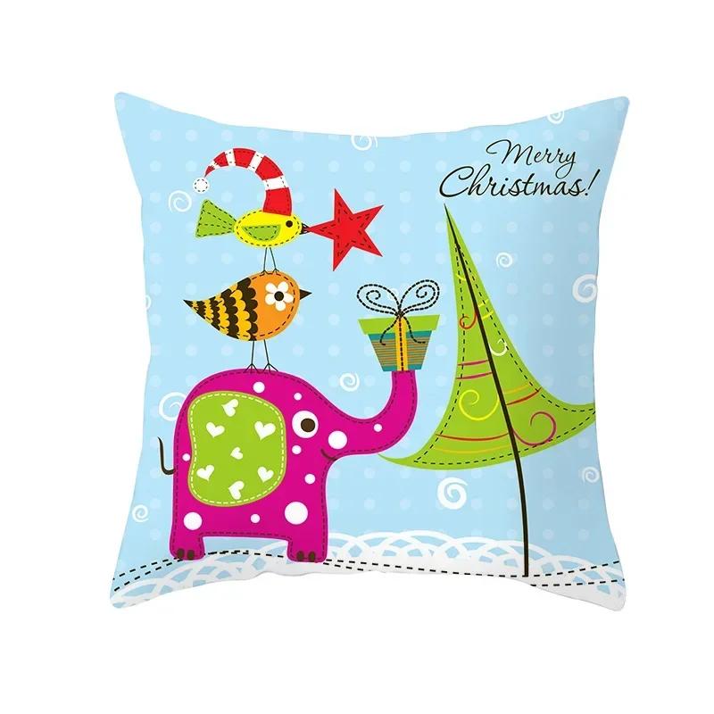 Polyester Fiber Green Series Christmas 2024 Pillow Cover Sofa Cushion Home Decorative Pillows Cover