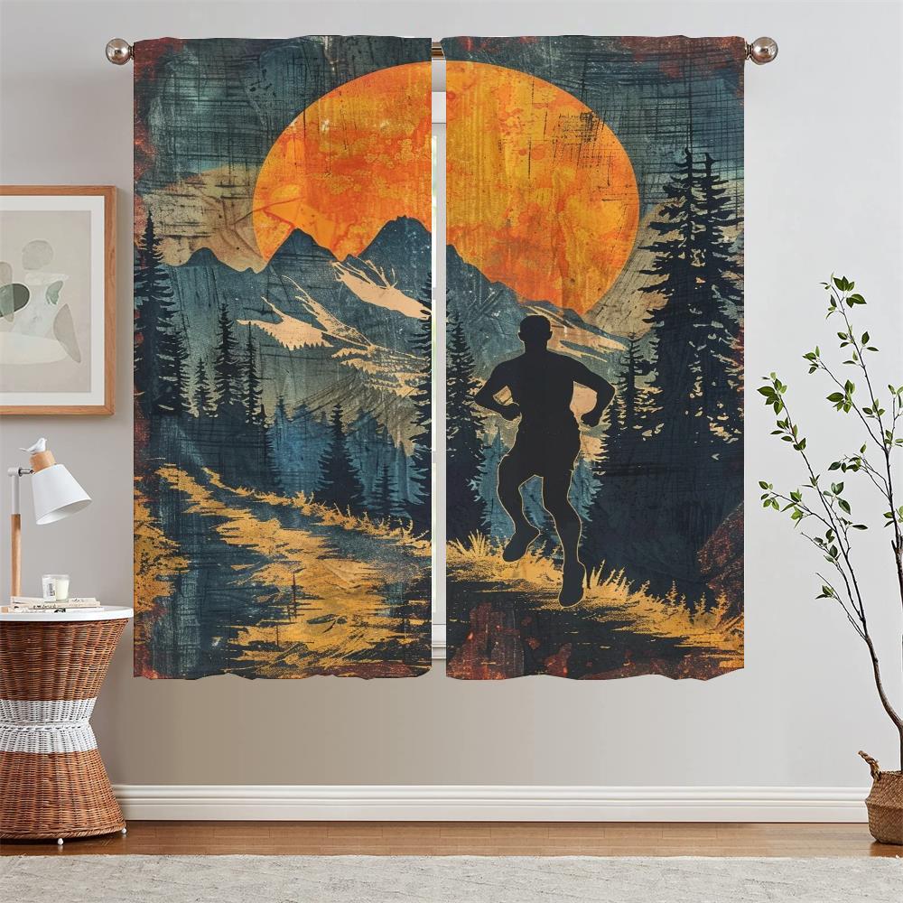 

A Trail Runner Детские шторы для комнаты 2 шт. Комплект для гостиной Подхваты для штор Щупальца Затемняющие шторы Предложения Слепые кудри W50xH70cmx2pcs-CL