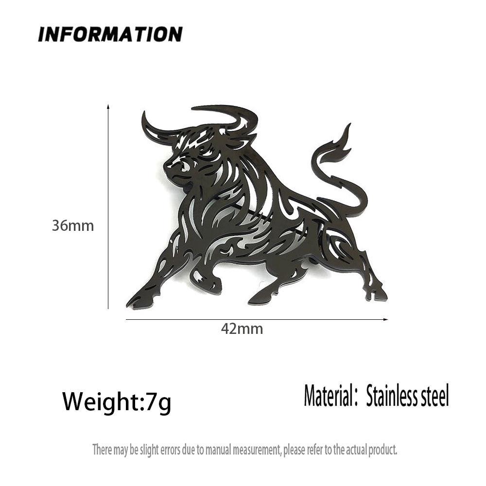 Edelstahl Stier Broche für Anzughemden - Tier Design