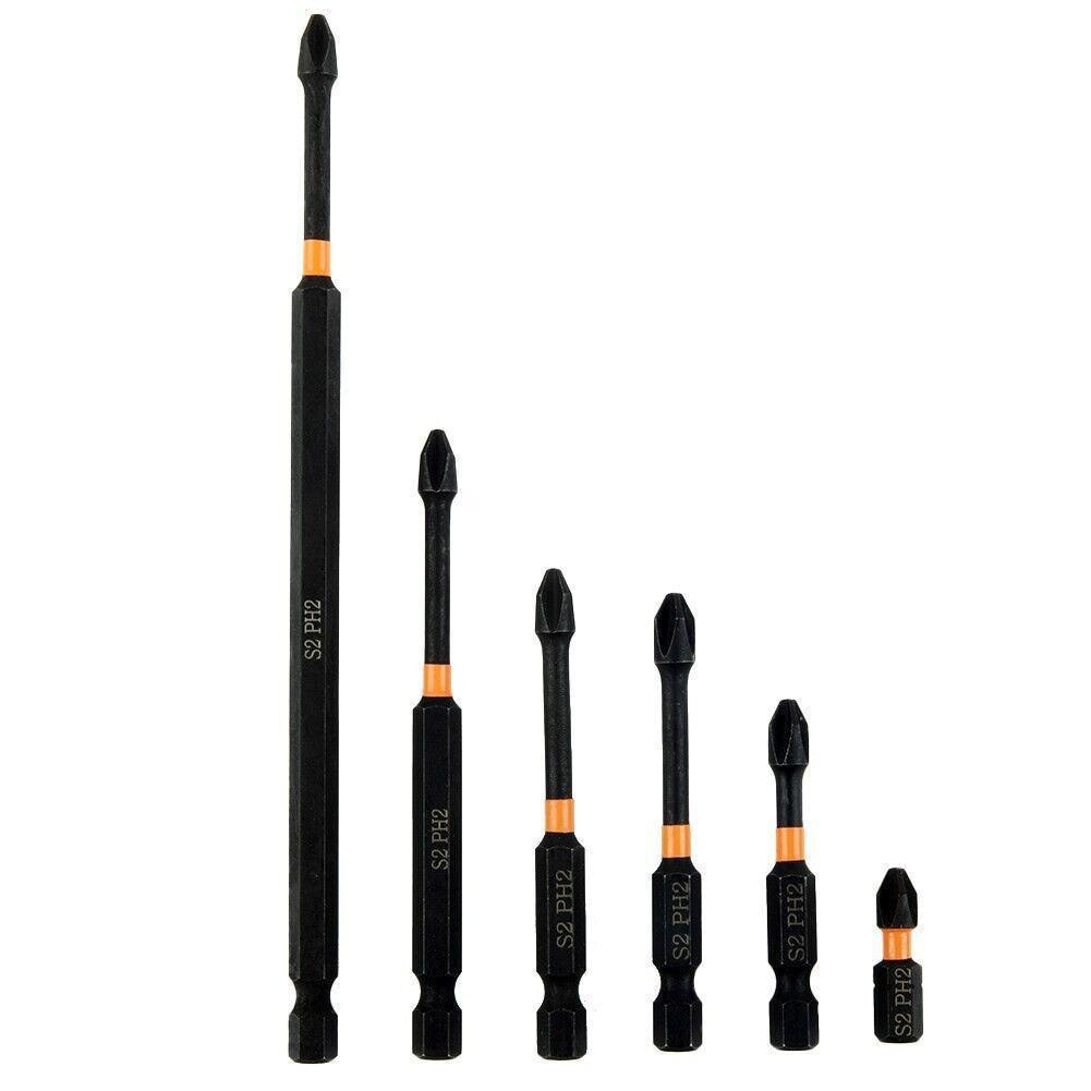 

6 шт. шестигранная ручка PH2, крестовая отвертка из легированной стали, сверло 25 мм-150 мм HMM 6Pcs