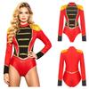 Women Long Sleeve Tassel and Rhinestone Decoration Bodysuit Braided Trim Back Zipper Jumpsuit for Circus Performance Cosplay Themed Party