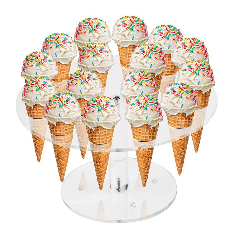 4/6/16 Holes Transparent Acrylic Ice Cream Stand Cake Cone Stand Pastry Holder Wedding Party Buffet Food Display Rack Bake Tool