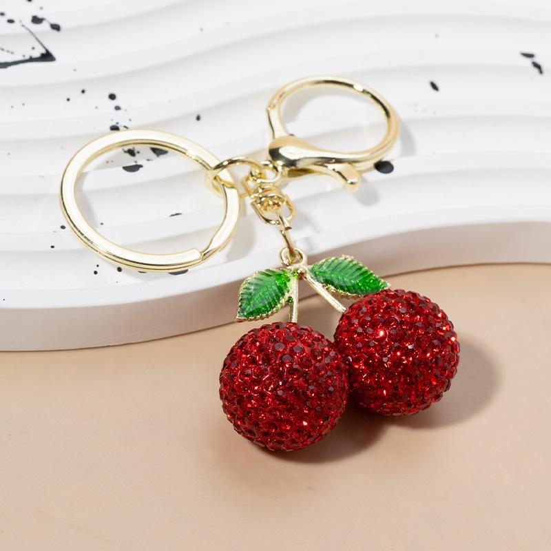 Portachiavi Ciliegia con Strass di Lusso Portachiavi Ciliegia Scintillante Creativo Raffinato Ciondolo per Borsa Fascino Personalizzato per Borsa Regali di Compleanno
