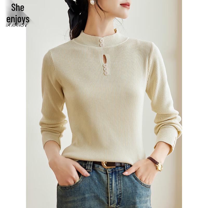 Women s Versatile Half-High Neck Knit Top M