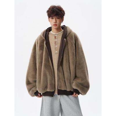 Modna Dwustronna Kurtka z Sztucznego Futra Królika w Stylu Harajuku
