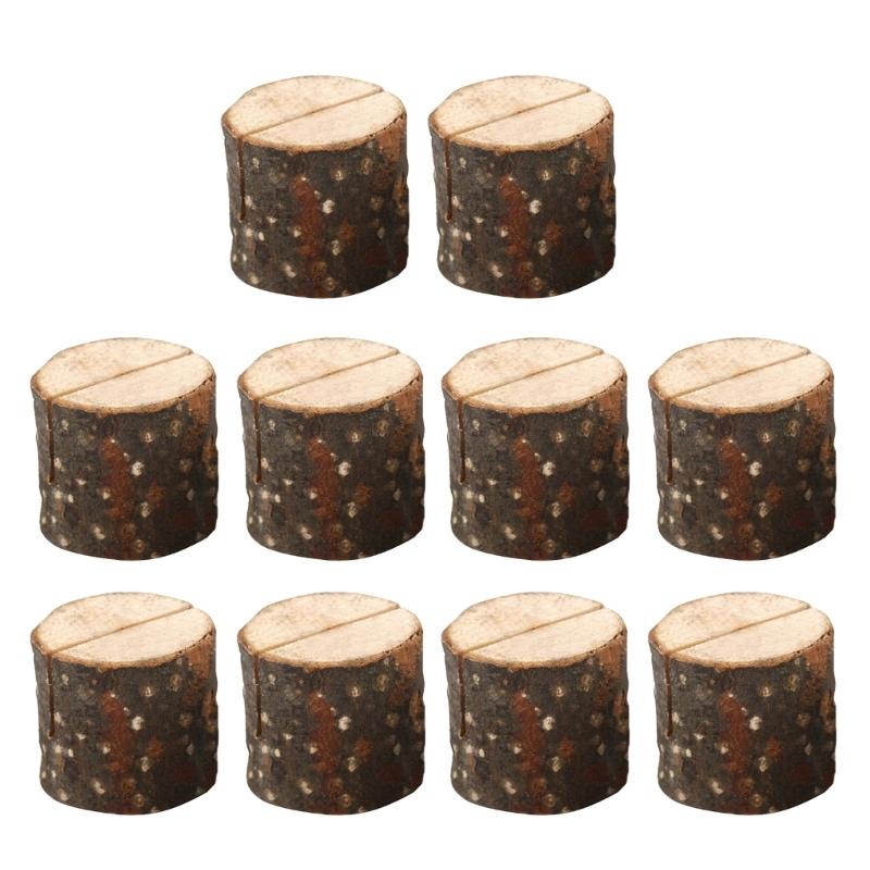 20Pcs Wood Table Number Holders Stand Wood Name Card Holders Wood Name Cards Food Label Memos Photo Holders for Wedding