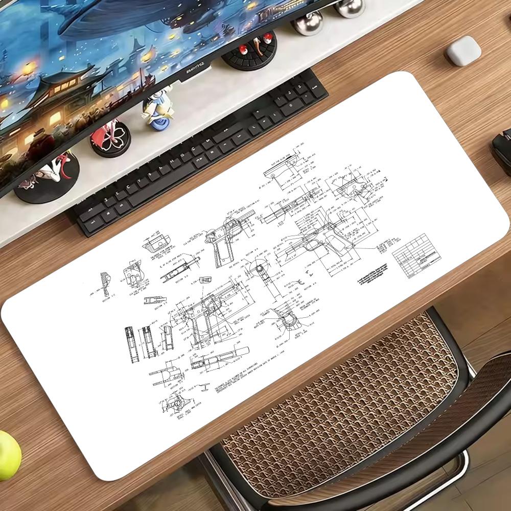 Progetto Schizzo Meccanico Tappetino Mouse Grande Gomma Antiscivolo Bordi Cuciti Stampa Tappetino Scrivania Setup Gaming Spazio Ufficio