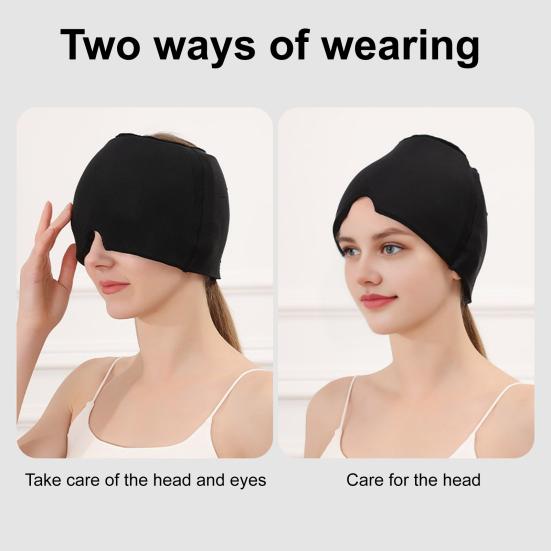 Yousheng Cold/Hot Therapy Head Wrap Migraine Relief Ice Cap with Adjustable Eye Masque Reusable Headache Soothing Hat for Sinus Pain Tension & Stress