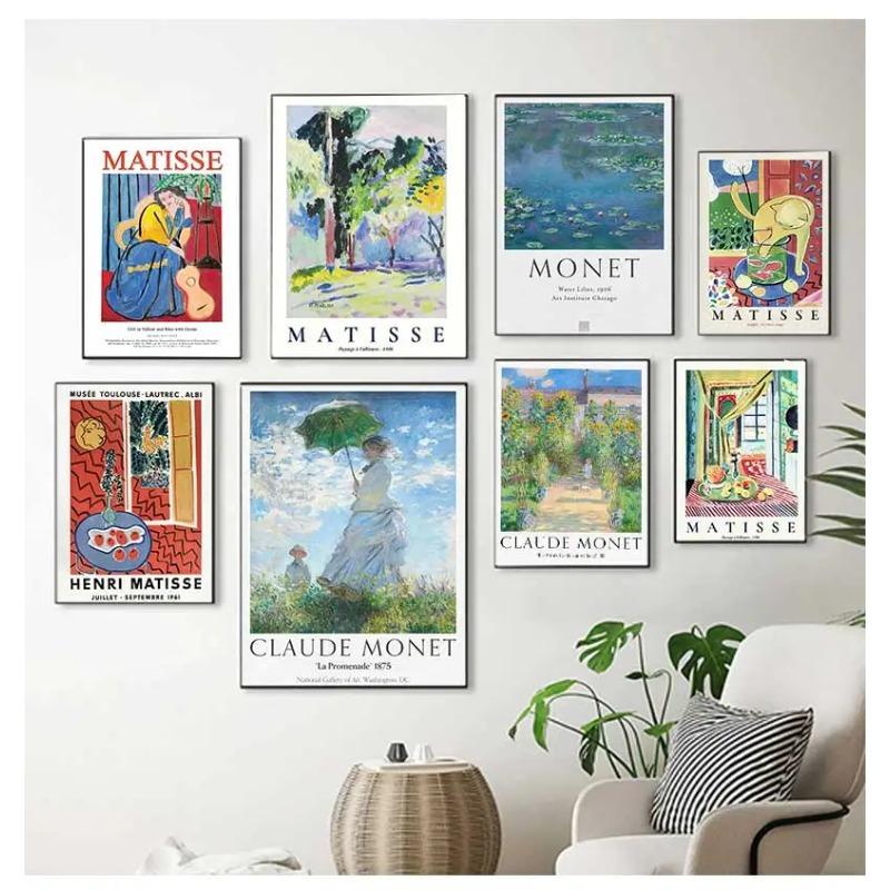 Scandinavian Classic Vintage Wall Art Matisse Monet Fish Garden Water Lilies Poster Prints Home Bedroom Living Room Decoration