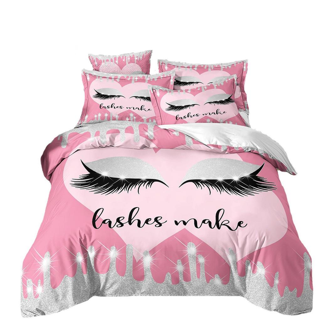 Home Textiles Eyes Eyelashes Mouth 3D Printing Four-Piece Quilt Cover Three-Piece Duvet Cover