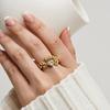 Cross-Border Fashion Luxe Zircon Heart Ring, 18K Gold-Plated Irregular Lines, Adjustable for Women