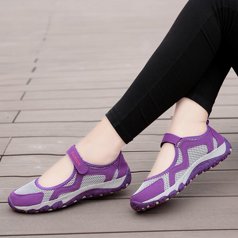 fashion 2024 New Mesh Breathable Casual Shoes Women Comfort Light Walking Shoes Slip on Flats Mom Soft Sole Shoes Non-slip Mesh Sneakers