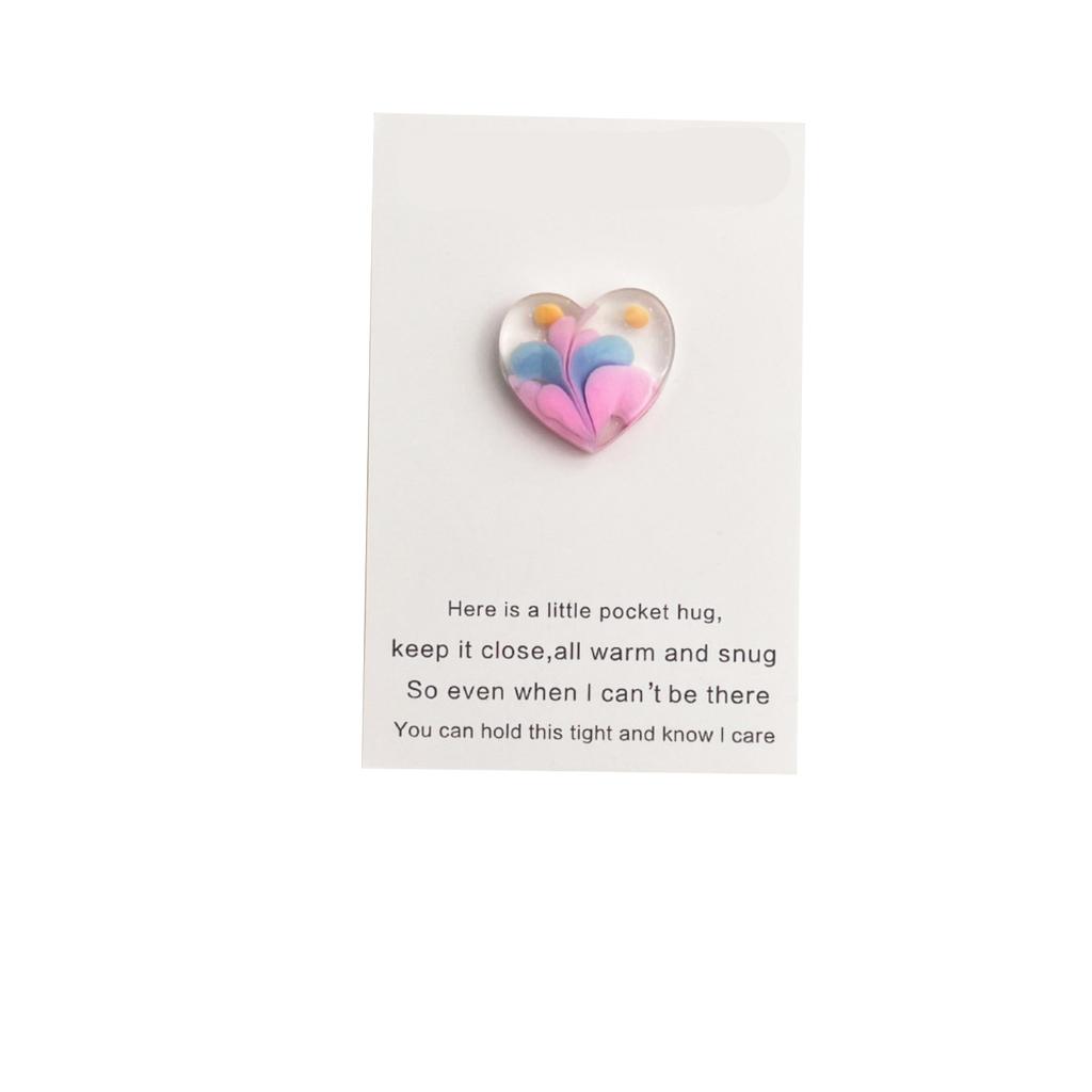 Cute Resin Colored Floral Heart Shaped Pocket Blessing Card