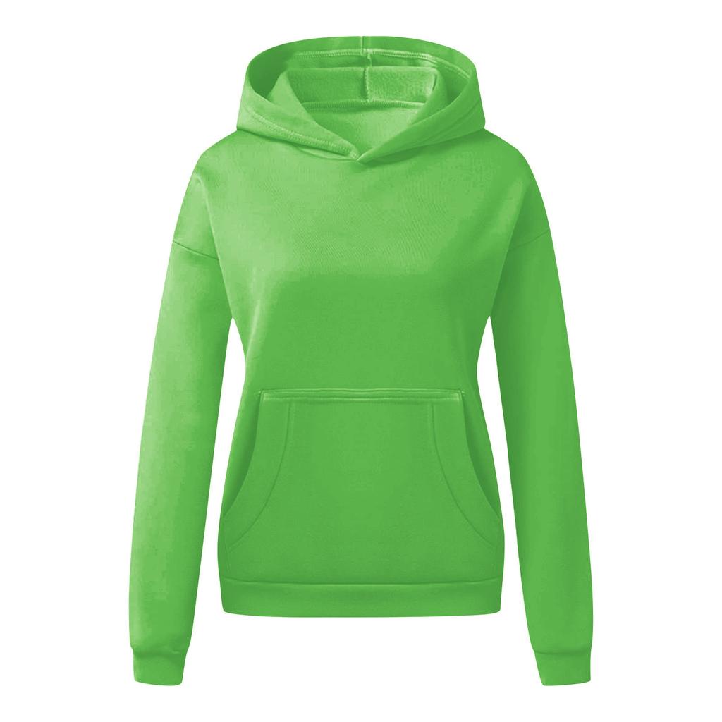 Women's Neon Green Hoodie Casual Long Sleeve Pullover Sweatshirt with Front Pocket Comfortable and Stylish