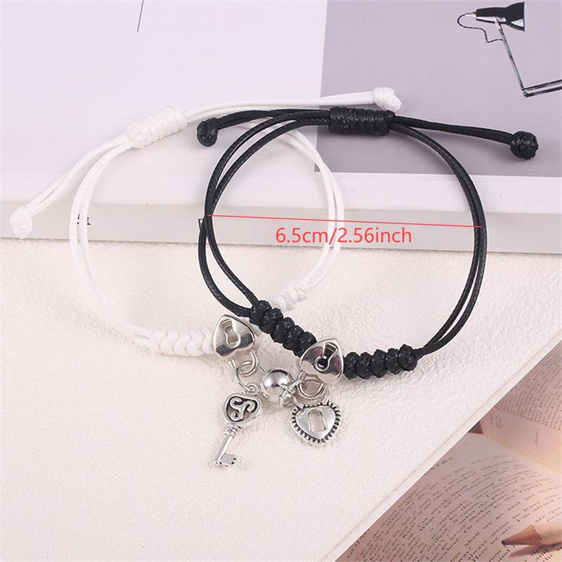 1 Pair Charm Magnet Couple Bracelet For Woman Magnetic Attraction Ball Heart Key Lock Link Chain Wrist Best Friend Jewelry Gift