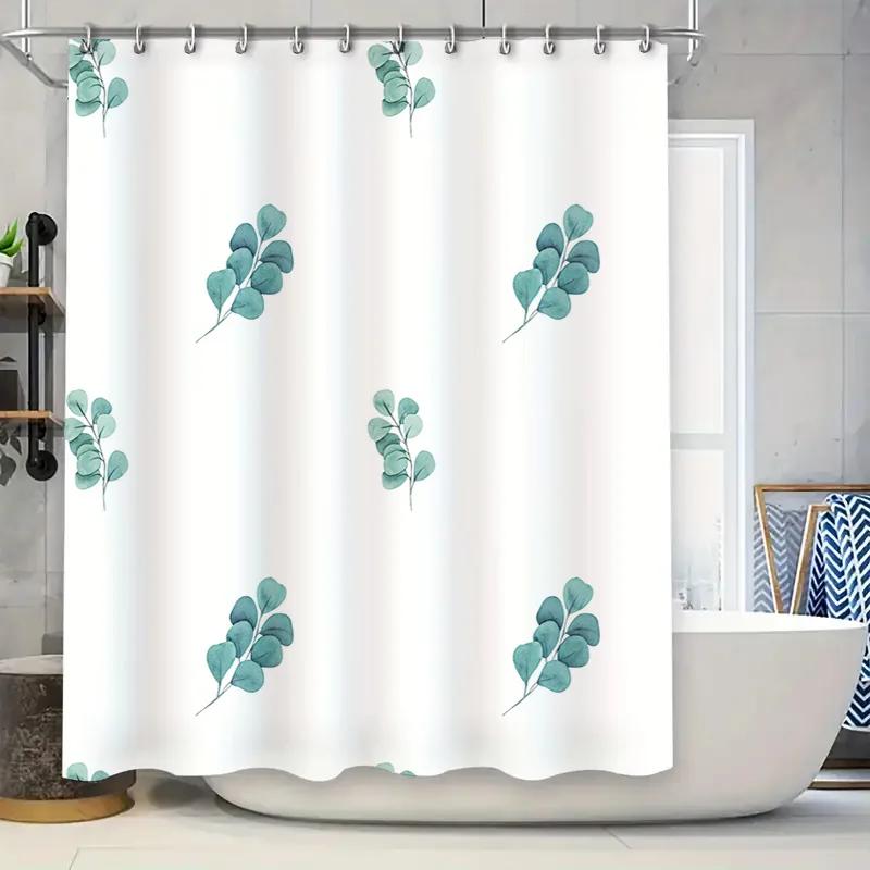 

Chic Blue Leaf Print Shower Curtain Waterproof Bathroom Decor Modern Watercolor Fabric Bathing Room Accessories For Home Decorat W60H190(CM)-1 Pcs
