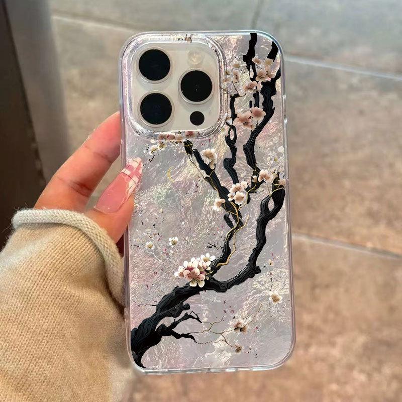 

Модный чехол для телефона Цветы увядшего дерева для iPhone 13, 14 Pro Max, 15, 16 Pro и 17 Девичья версия. iPhone 16
