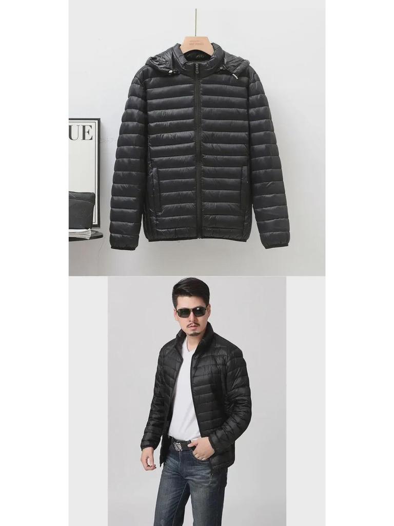Men's Off-Season Cotton-Padded Jacket: Lightweight Down, Large Sizes for Middle-Aged and Young Men, Thick Winter Jacket