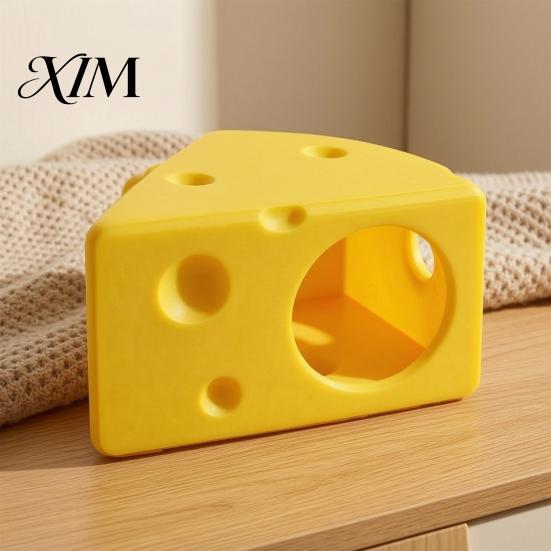 Comfortable Small Pet Shelter Cheese Hamster Hideout, Funny Cave House, Breathable House Food Bowl, Cage Accessory for Gerbils, Guinea Pigs Shaped
