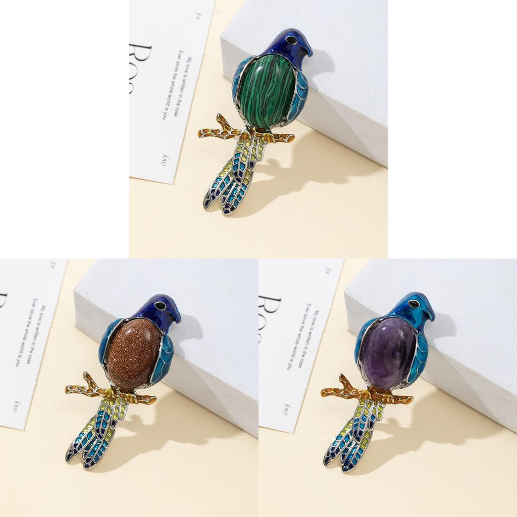 Parrot Enamel Brooch Pin With Shell Inlay For Diy And Jewelry Making