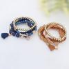 4Pcs/Set Women Ethnic Multilayer Resin Beads Tassels Cuff Bracelets Fashion Jewelry