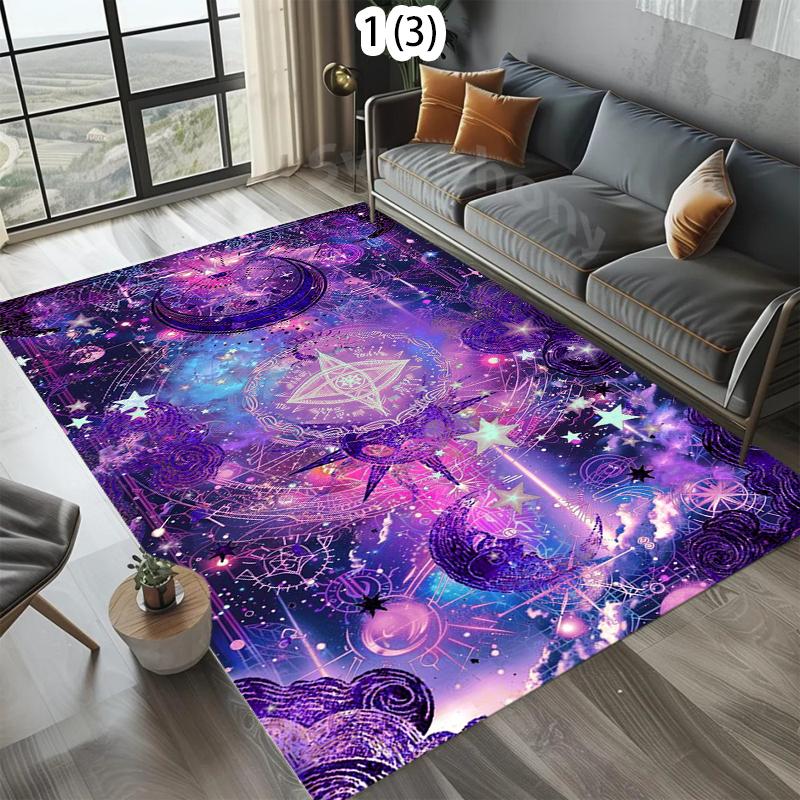 3D Magic Circle Starry Sky Carpet Mat Rug Home Decoration Living Room Bedroom Floor Decor Astrology Neon Space Non Slip Rugs