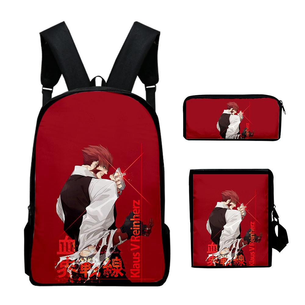 Popular Novelty Kekkai Sensen 3D Print 3pcs/Set Pupil School Bags Laptop Daypack Backpack Inclined Shoulder Bag Pencil Case