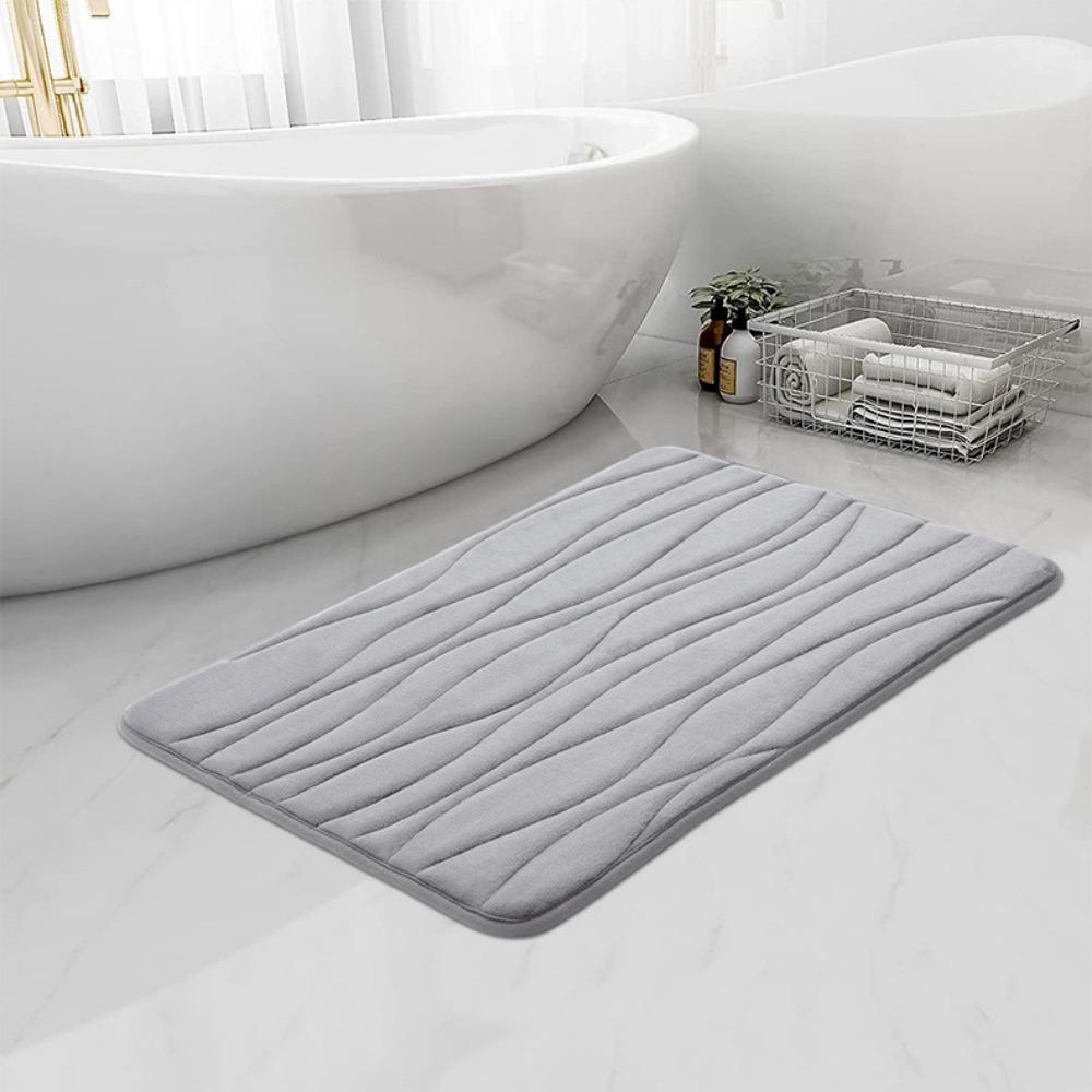 Wave Stripe Sponge Bathroom Cashmere Thickening Mat Bath Non-slip Carpets In Wash Basin Bathtub  Floor Rug Shower Room Doormat Memory Foam 3D Pad