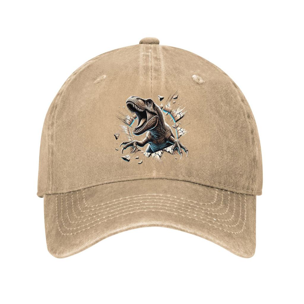 Tyrannosaurus Rex Graphic Denim Baseball Cap Breathable Cotton Adjustable Dad Hat Casual Outdoor Unisex