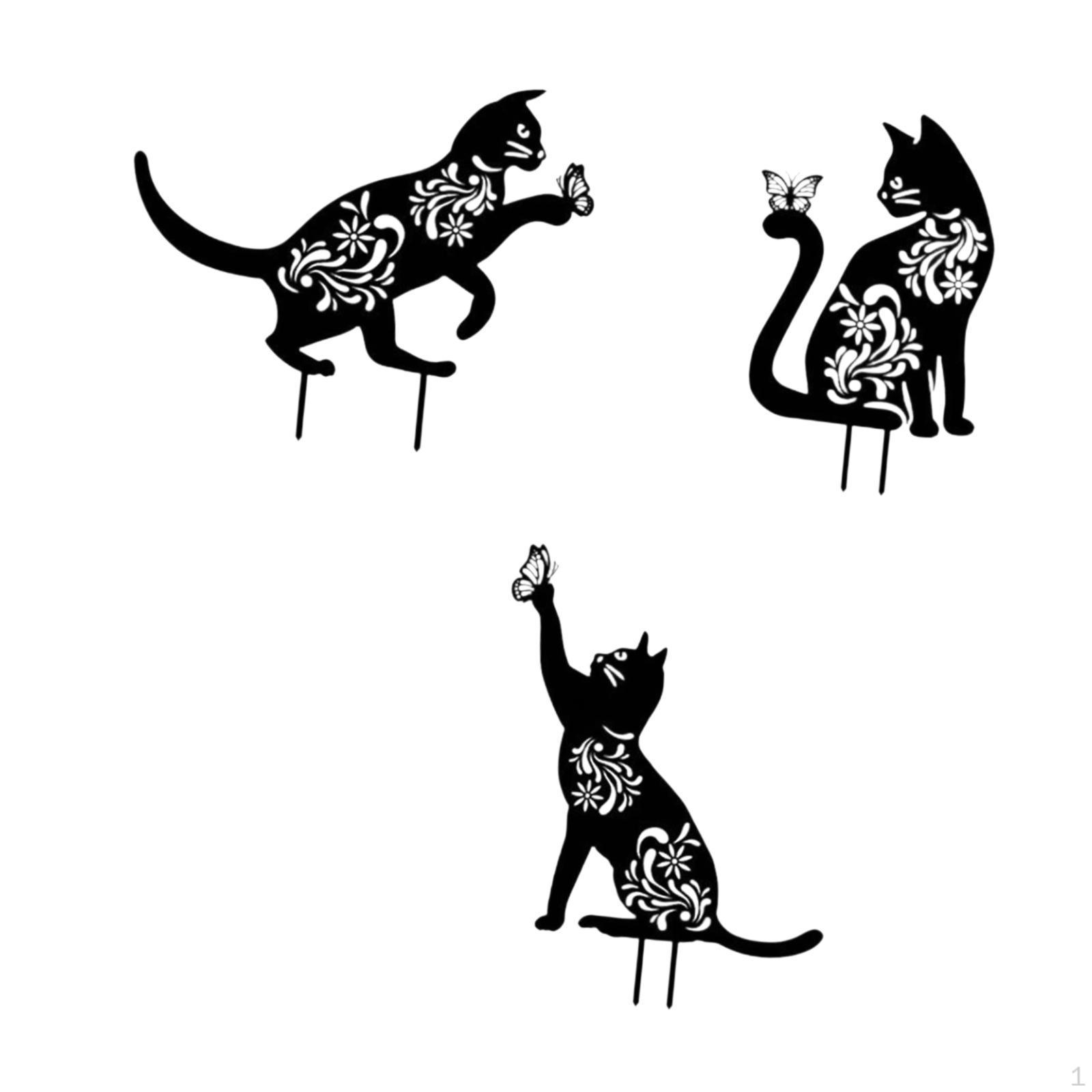 

3 Animal Design Garden Stakes for Yard Decoration Cats