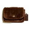 Pillow Shearling With Cow Leather Portable Crossbody Bag, Shoulder Bag Women's Dark Brown CE721-B4UOQ