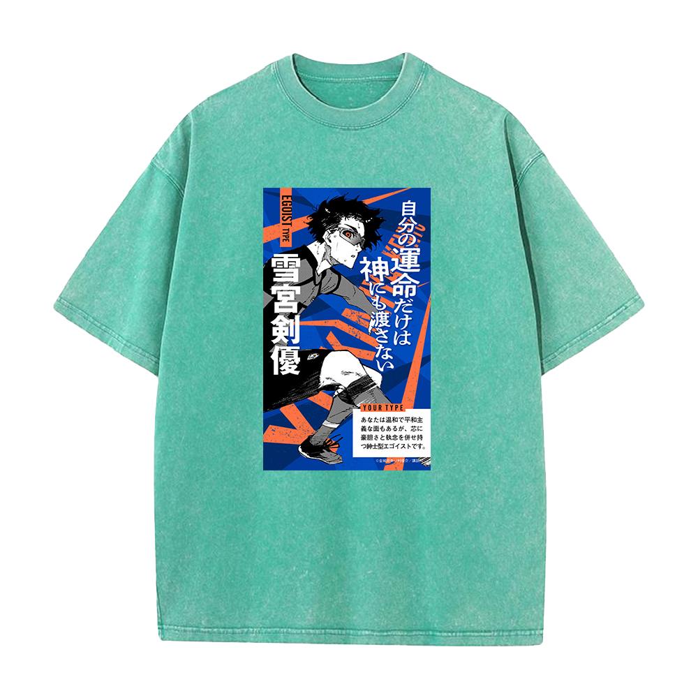 Harajuku Anime BLUE LOCK Kenyuu Yukimiya Graphic T Shirt Men Comfortable Cotton T-shirts Manga Tee Harajuku Male Washed Tshirt