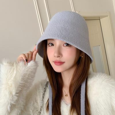 Small Basin Hat Autumn and Winter Bucket Hat Showing Face Small Fisherman Hat Cool Trend Cool British Women Warm and Fashionable
