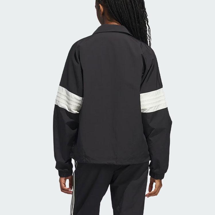 Adidas Originals Color-Block Single-Breasted Sports Long Sleeve Jacket Unisex Outerwear Black IM9646