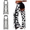 Adjustable Waist Open Crotch Flannel Pants Womens - Cow Spot Pattern Long Pants with Side Tassel for Halloween Cosplay Cowgirl Chaps