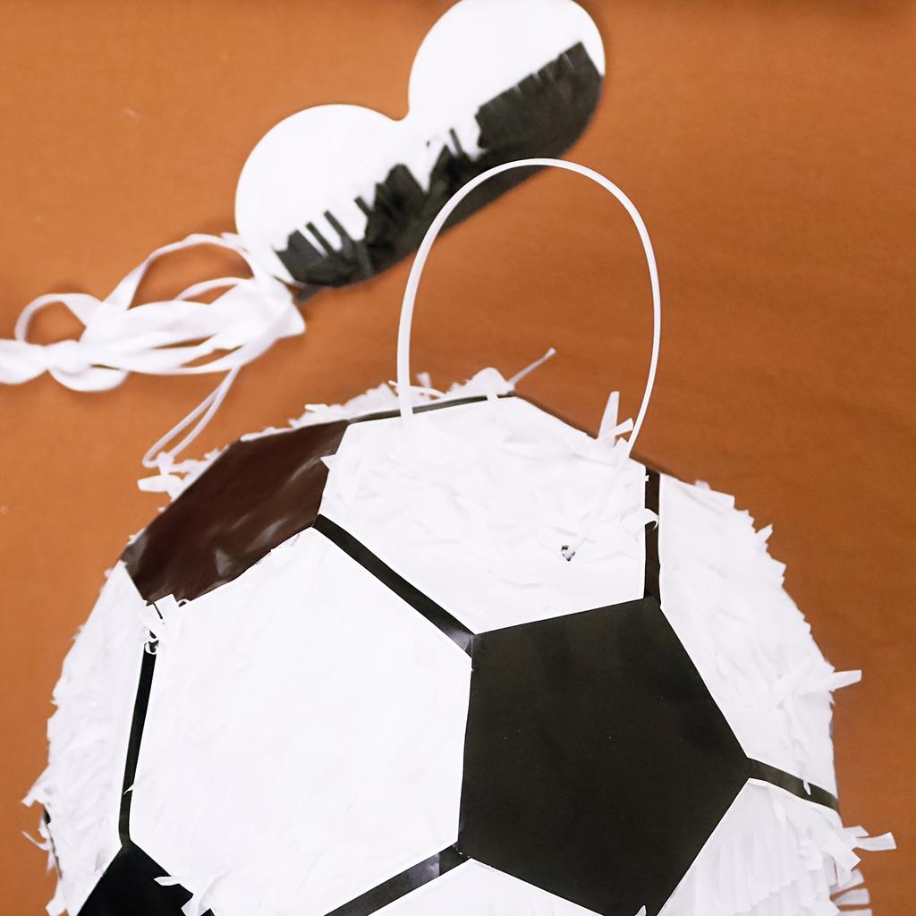 1 Set/4 Stück 3D Fußball Pinata Set mit Luftschlangen Geburtstagsparty Überraschungsspiel Gastgeschenke Augenbinde Stöcke und Schneebesen Thema Feiern