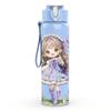 1PC Purple Dress Girl Butterfly Bow Pattern 750ml Color Plastic Sports Water Bottle Leakproof Flip Straw Lid Suitable for Sports Office Home Use