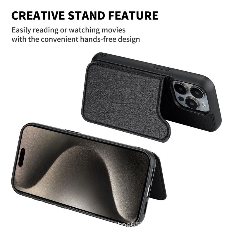 iPhone 15 Pro Max Magnetic Leather Flip Cover with MagSafe Card Slot