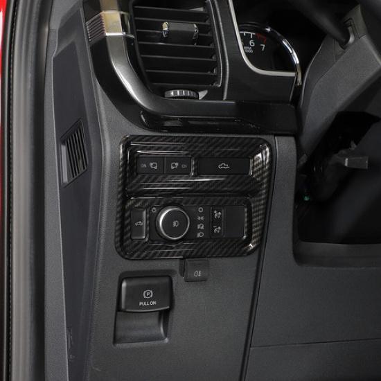 Carbon Fiber Headlight Switch Button Panel Trim Cover Bezels For Ford F150 +